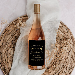 2024 Black Guld-skript, hap Studenten Vinflaska Etikett