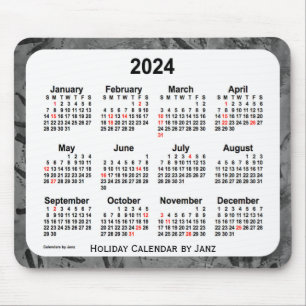 2024 Black Helgdag Art Calendar av Janz Mouse Pad Musmatta
