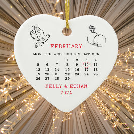 2024 Bröllop - hjärtkalender Julgransprydnad Keramik