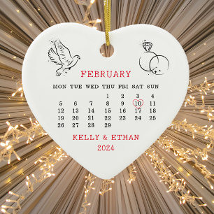 2024 Bröllop - hjärtkalender Julgransprydnad Keramik