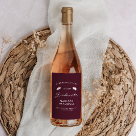 2024 Burgundy White Script Cap Studenten Vinflaska Etikett