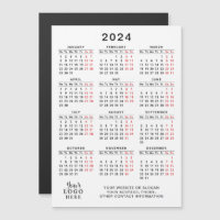 2024 Business Logotyp Calendar Magnet White Black 