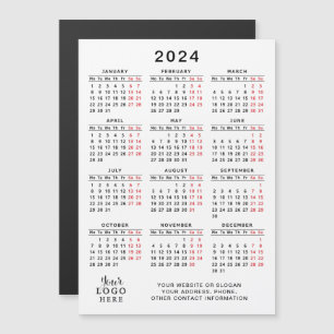 2024 Business Logotyp Calendar Magnet White Black 