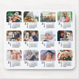 2024 Calendar 12 Family Photo Collage US Helgdagar Musmatta