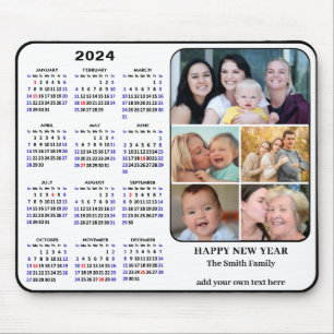 2024 Calendar 5 Family Photo US-Helgdagar Enkel Musmatta