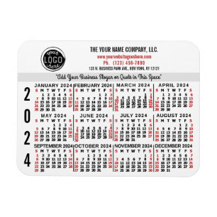 2024 Calendar Anpassningsbar Business Logotyp Namn Magnet