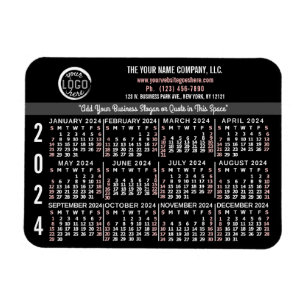 2024 Calendar Anpassningsbar Business Logotyp Namn Magnet