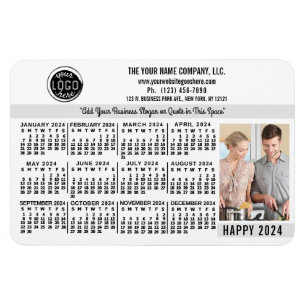 2024 Calendar Anpassningsbar Business Logotyp Namn Magnet