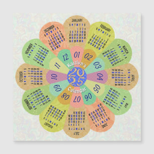 2024 Calendar Boho Retro Flower Custom Name Magnet