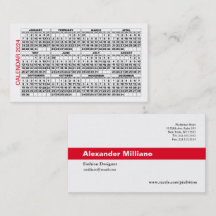 2024 Calendar Classic Affärskort Red Rand Visitkort