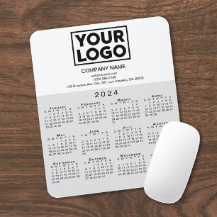 2024 Calendar Company Logotyp and Text Grått White Musmatta