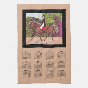 2024 Calendar Dressage Horse Equine Riding Sports Kökshandduk