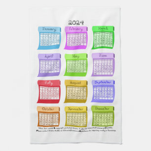 2024 Calendar Fabric Bolts Fabric-teckensnitt Kökshandduk