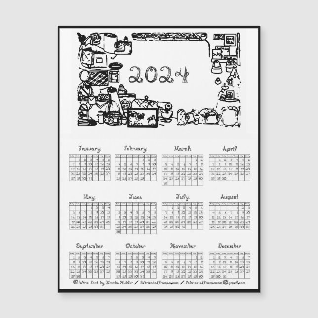2024 Calendar Fabric Font Sewing Fabricated Ramar (Framsida)