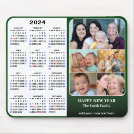 2024 Calendar Grönt 5 Family Photo US-Helgdagar Musmatta