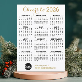 2024 Calendar Guld White Business Logotyp Julkort