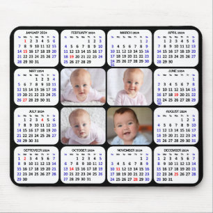 2024 Calendar Modern Black 4 Family Photo Simple Musmatta