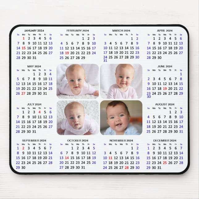 2024 Calendar Modern Black 4 Family Photo Simple Musmatta (Framsidan)