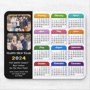 2024 Calendar Modern Black Family 2 - färgstark Musmatta
