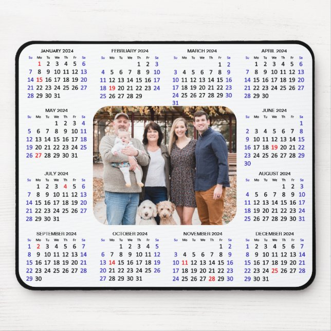 2024 Calendar Modern Black Family Photo Minimalist Musmatta (Framsidan)