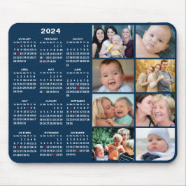 2024 Calendar Modern Blue 8 Family Photo Collage Musmatta