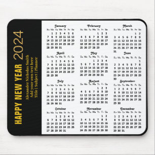 2024 Calendar Modern Guld Script Black Minimalist Musmatta