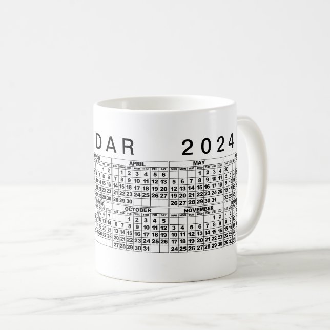 2024 Calendar Mugg Black White (Framsida höger)