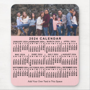 2024 Calendar Rosa Personlig Photo Namn Fold Musmatta