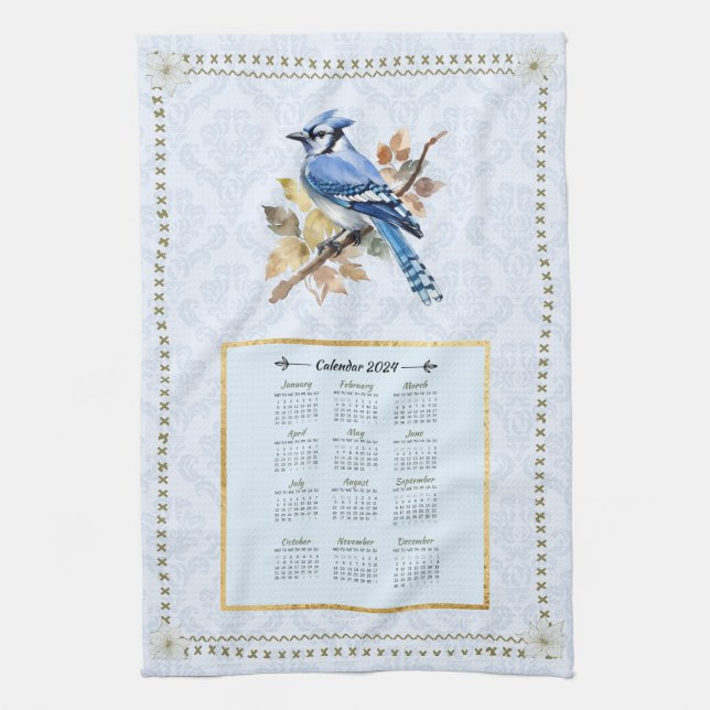 2024 Calendar Towel BlueJay Kökshandduk (Vertikal)