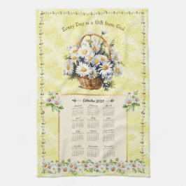 2024 Calendar Towel Gult Daisy Gift från Gud Kökshandduk