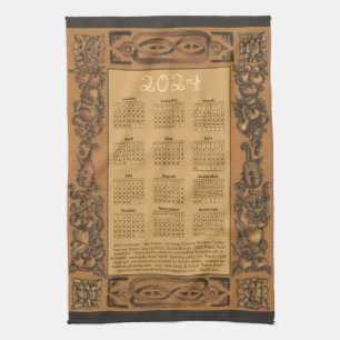 2024 Calendar Windsor Castle Grinling Gibbons Wood Kökshandduk