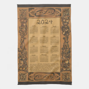 2024 Calendar Windsor Castle Wood Inspired Ram Kökshandduk