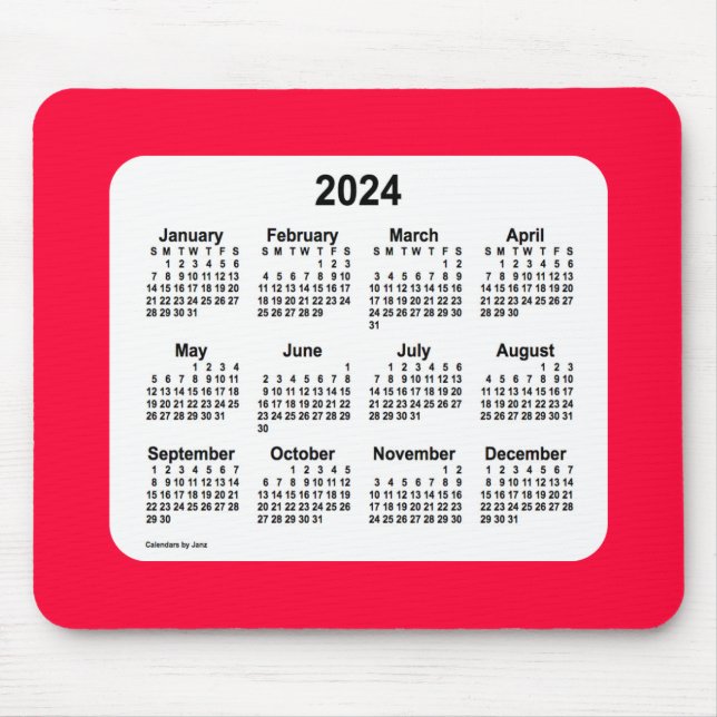 2024 Cherry Red Calendar av Janz Mouse Pad Musmatta (Framsidan)