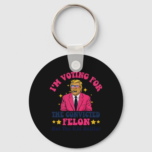 2024 Dömd Felon - Jag Röstar Dömd Felon  Nyckelring (Framsida)