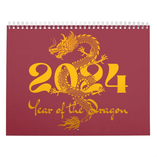 2024 Drakens år Kinesiskt nyår Kalender (Omslag)