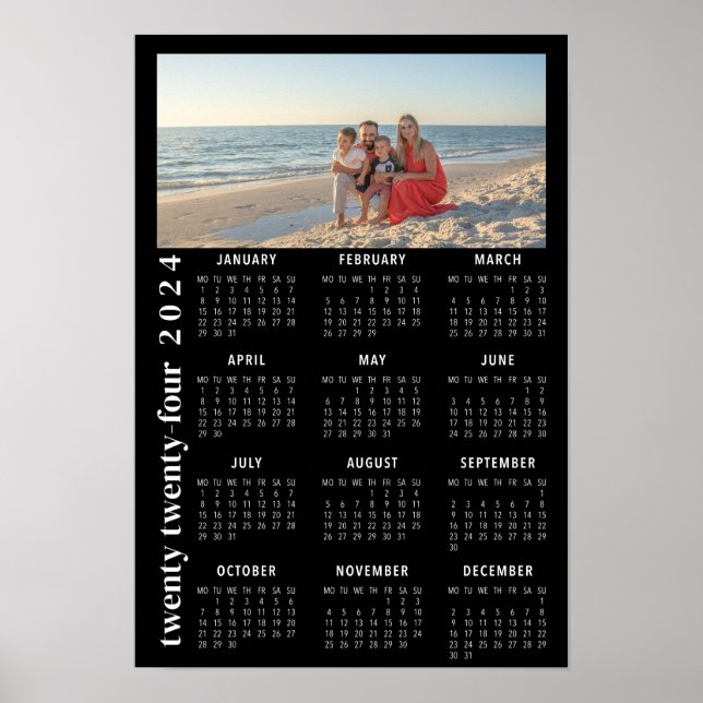 2024 elegant i fotokalender svart poster (Framsidan)