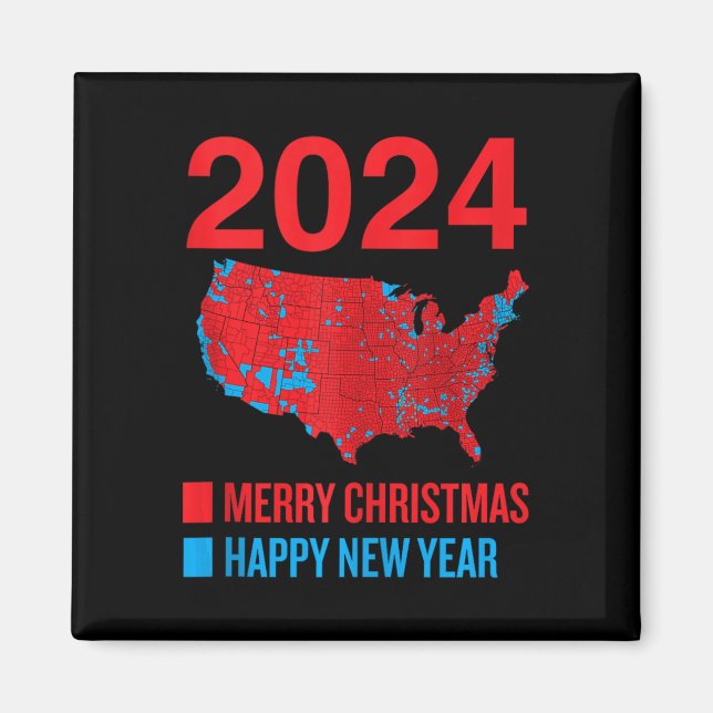 2024 Exakt val Karta God jul Lycklig N Magnet (Framsidan)