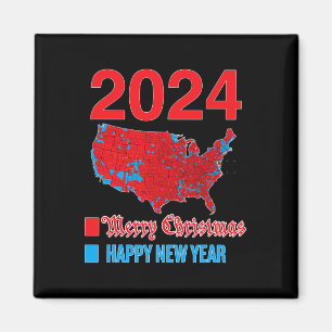 2024 Exakt val Karta God jul Lycklig N Magnet