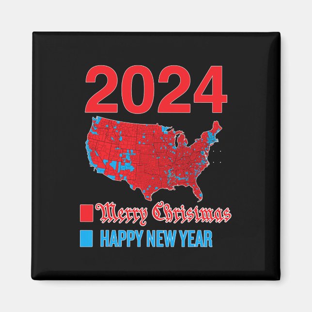2024 Exakt val Karta God jul Lycklig N Magnet (Framsidan)