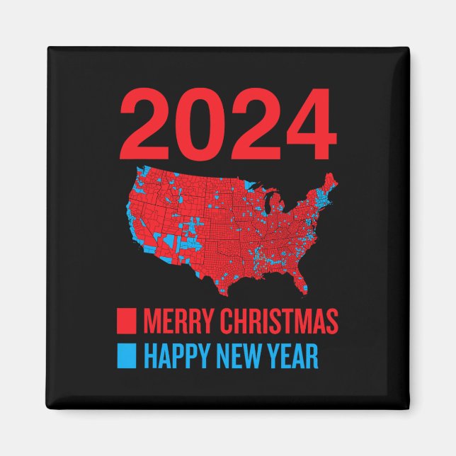 2024 Exakt val Karta God jul Lycklig N Magnet (Framsidan)