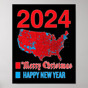 2024 Exakt val Karta God jul Lycklig N Poster