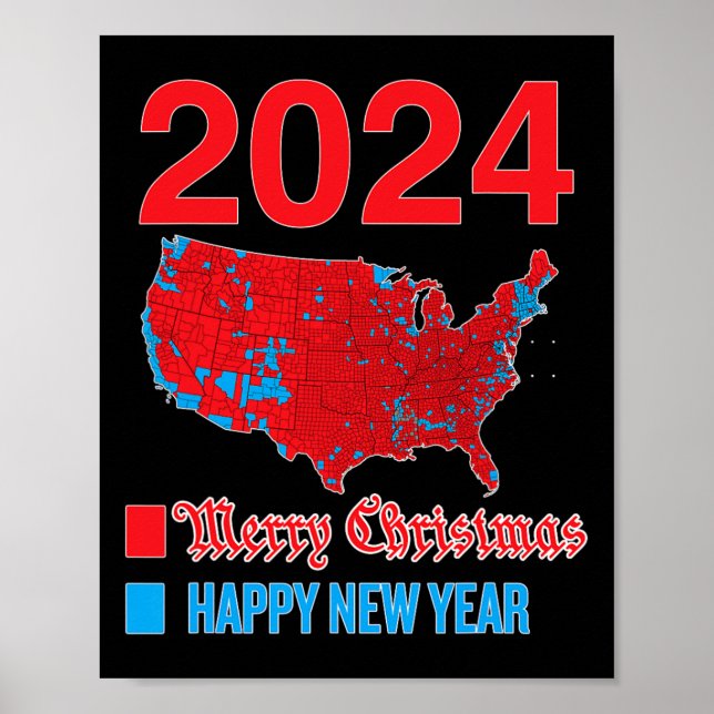 2024 Exakt val Karta God jul Lycklig N Poster (Framsidan)