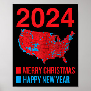 2024 Exakt val Karta God jul Lycklig N Poster