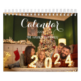 2024 Family Anpassningsbar Photo Chic Script Calen Kalender