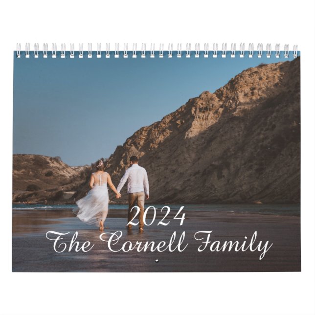2024 Family Anpassningsbar Photo Chic Script Calen Kalender (Omslag)