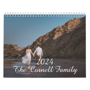 2024 Family Anpassningsbar Photo Chic Script Calen Kalender