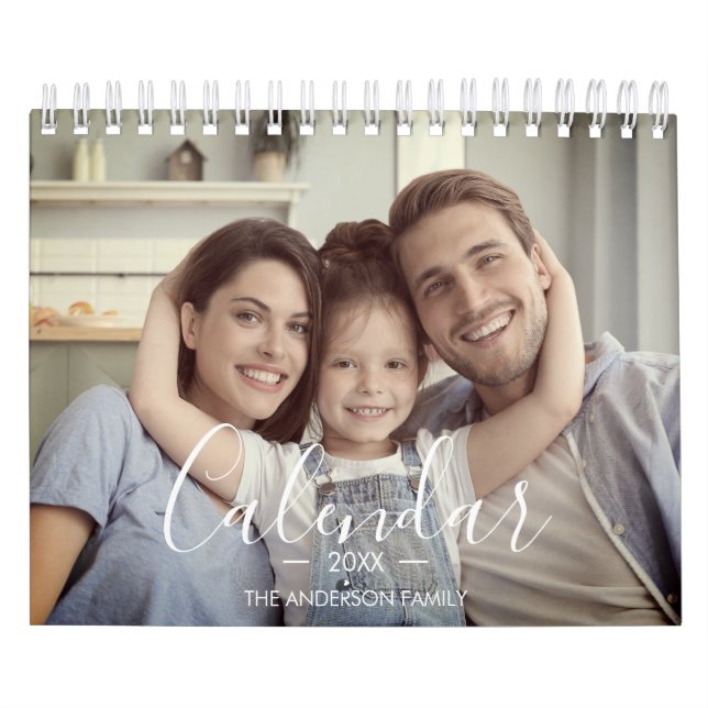 2024 Family Anpassningsbar Photo Chic Script Calen Kalender (Omslag)