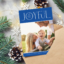 2024 FAMILY PHOTO modern elegant GLATT blue Julkort