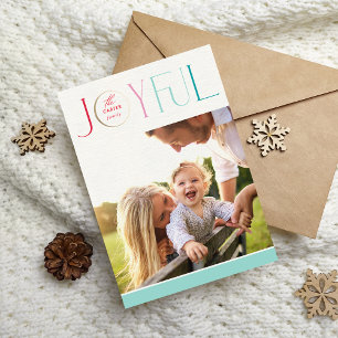 2024 FAMILY PHOTO modern elegant GLATT pastel Julkort