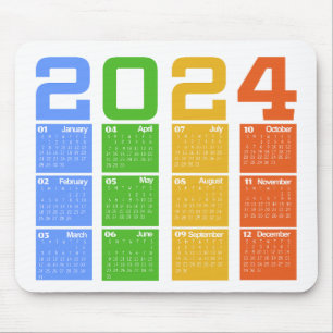2024 - färgfull kalender musmatta